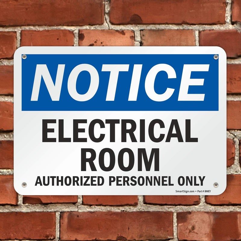 SmartSign 7 x 10 inch â€œNotice - Electrical Room, Authorized Personnel Onlyâ€ OSHA Sign, Digital Printing, 55 mil HDPE Plastic, Blue, Black and White - Image 4
